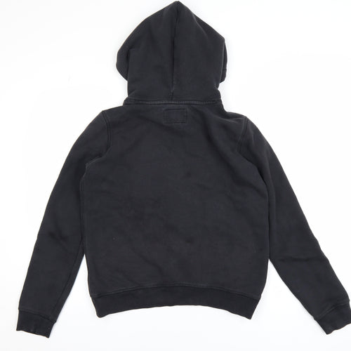 Jack Wills Womens Black Size 8 Pullover Hoodie with Logo Print