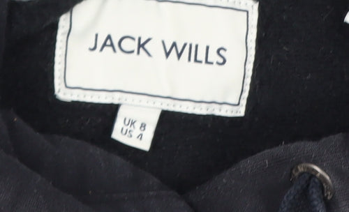 Jack Wills Womens Black Size 8 Pullover Hoodie with Logo Print