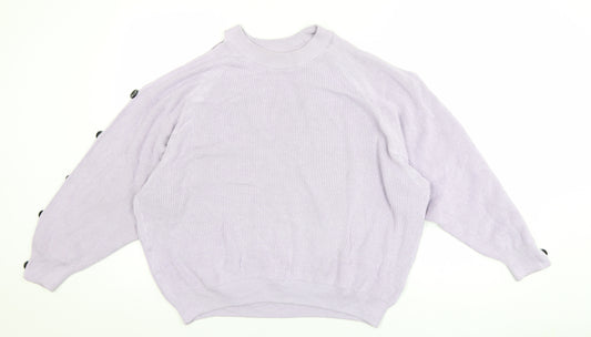 River Island Womens Purple Size 14 Rib Knit High Neck Button Jumper