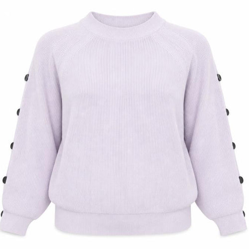 River Island Womens Purple Size 14 Rib Knit High Neck Button Jumper