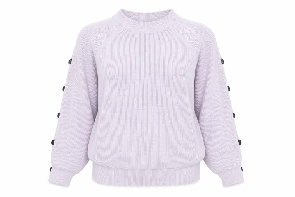 River Island Womens Purple Size 14 Rib Knit High Neck Button Jumper