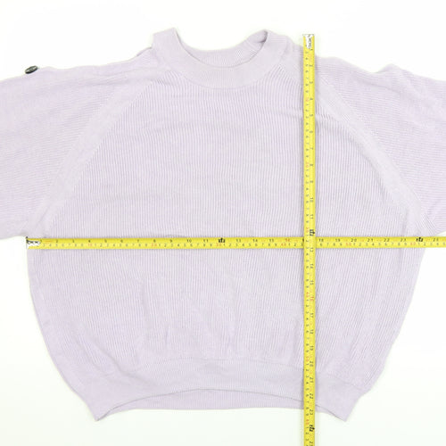 River Island Womens Purple Size 14 Rib Knit High Neck Button Jumper