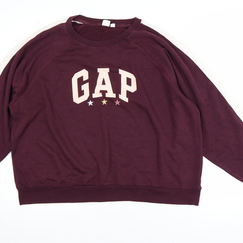 GAP Womens Burgundy Crew Neck Logo Sweatshirt XL Relaxed Fit
