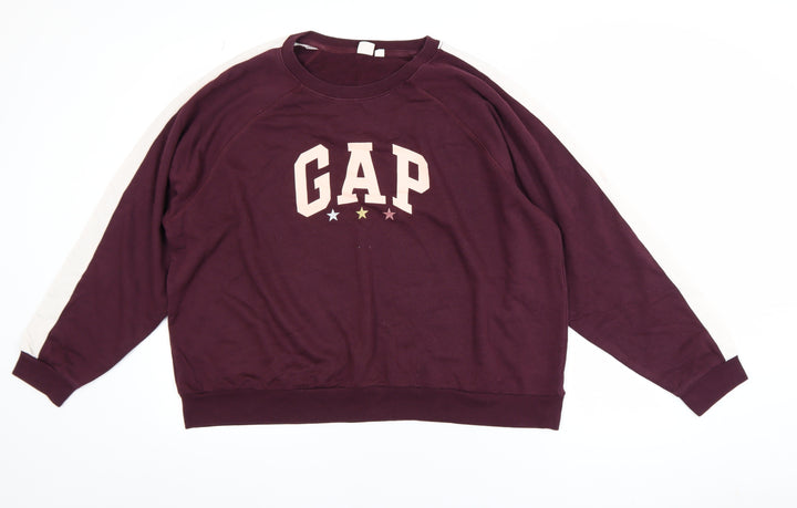 GAP Womens Burgundy Crew Neck Logo Sweatshirt XL Relaxed Fit