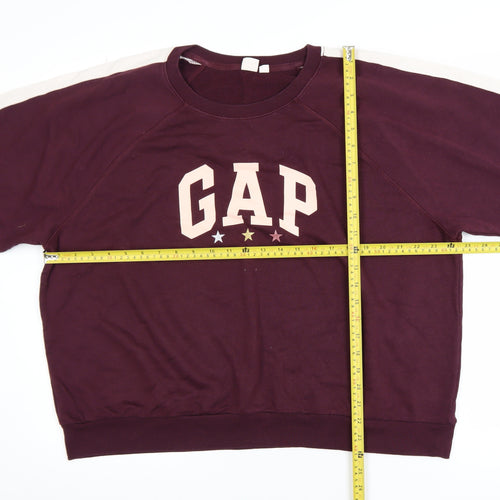 GAP Womens Burgundy Crew Neck Logo Sweatshirt XL Relaxed Fit