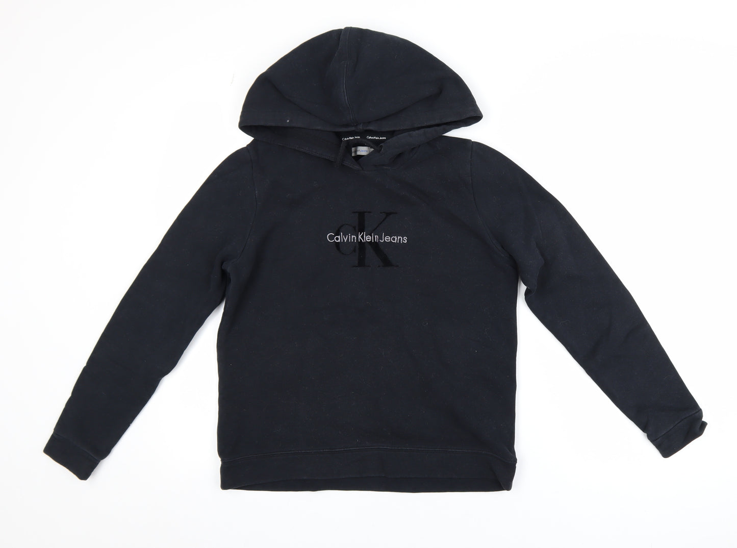 Calvin Klein Jeans Womens Black Small Pullover Hoodie 100% Cotton
