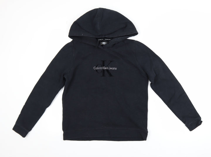 Calvin Klein Jeans Womens Black Small Pullover Hoodie 100% Cotton