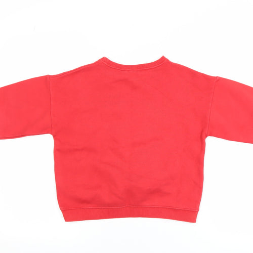 Zara Girls Red Mickey Mouse Pullover Sweatshirt 8 Years Regular Fit