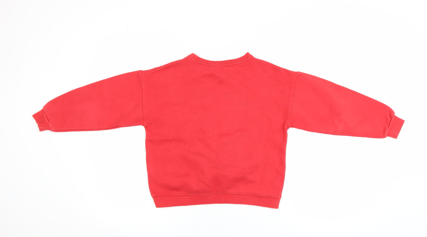 Zara Girls Red Mickey Mouse Pullover Sweatshirt 8 Years Regular Fit