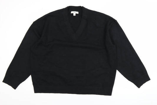 Marks and Spencer Women Black XL V-Neck Pullover Jumper