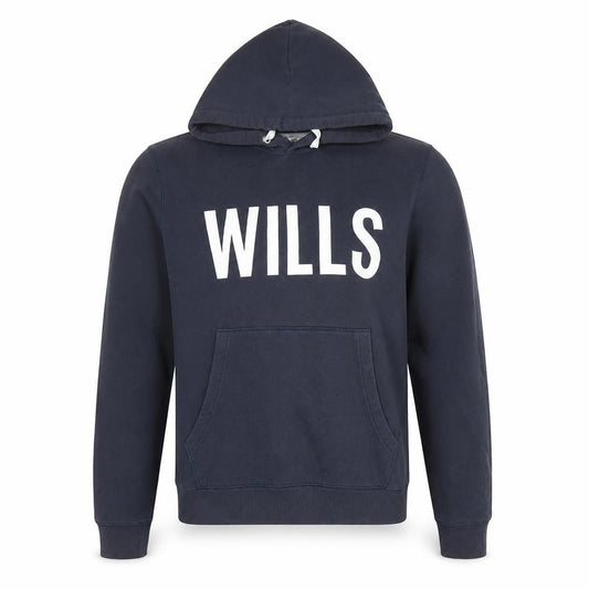 Front view of Jack Wills Men's Blue Pullover Hoodie Small Cotton Blend
