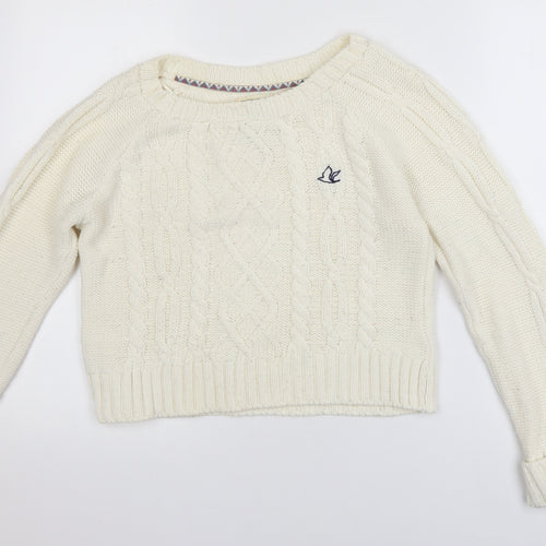 SoulCal & Co Women Ivory Cable-Knit Jumper Size 8 Classic Knitwear
