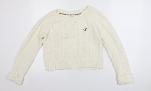 SoulCal & Co Women Ivory Cable-Knit Jumper Size 8 Classic Knitwear