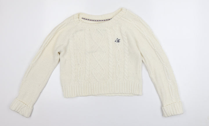 SoulCal & Co Women Ivory Cable-Knit Jumper Size 8 Classic Knitwear