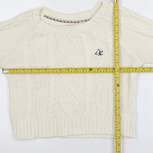 SoulCal & Co Women Ivory Cable-Knit Jumper Size 8 Classic Knitwear