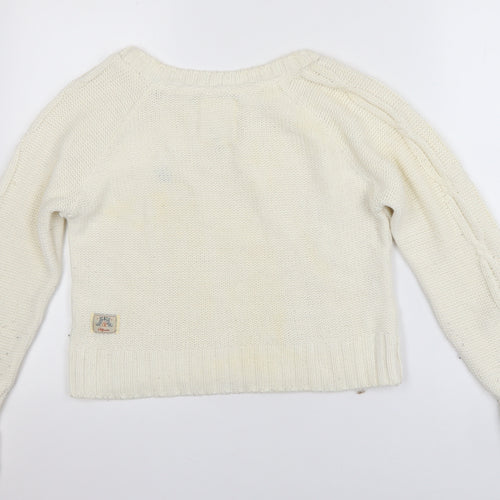 SoulCal & Co Women Ivory Cable-Knit Jumper Size 8 Classic Knitwear