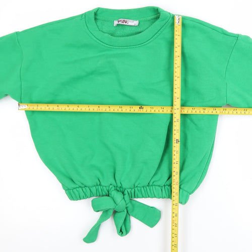 Portobello Pink Green Tie Hem Sweatshirt Women M Casual Crew Neck