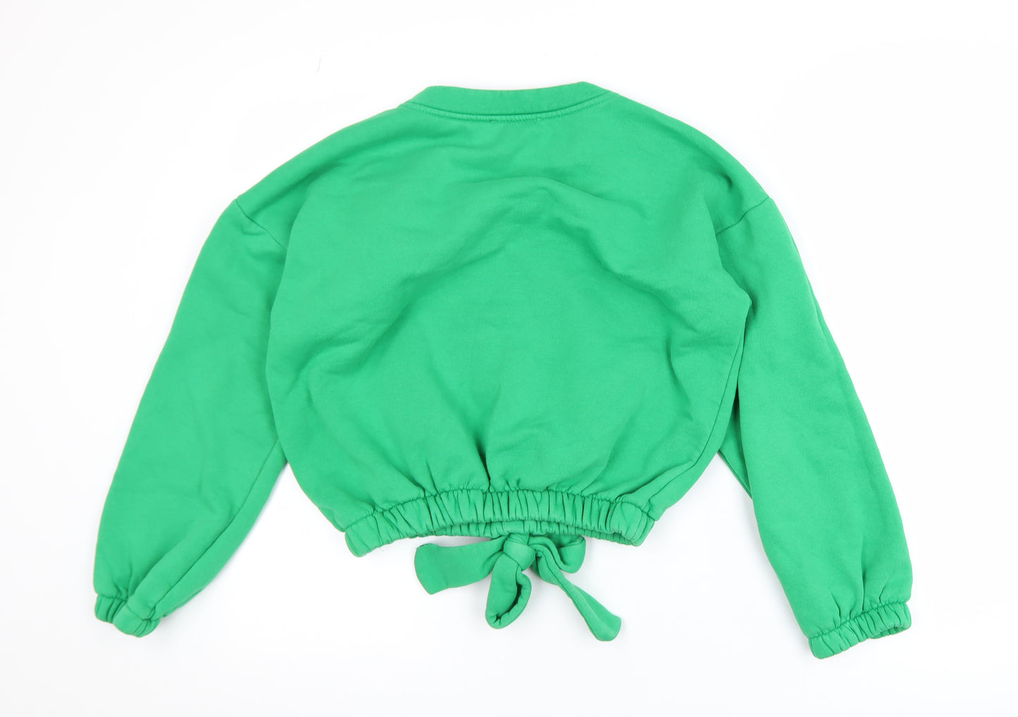Portobello Pink Green Tie Hem Sweatshirt Women M Casual Crew Neck