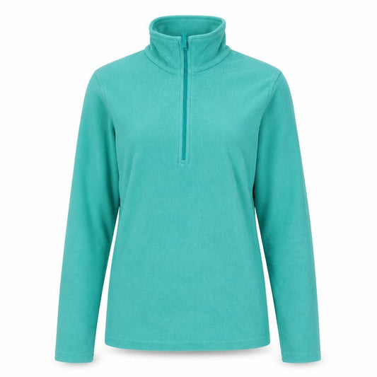 Front view of Mountain Warehouse women’s green xxs 1/2 zip fleece pullover sweatshirt