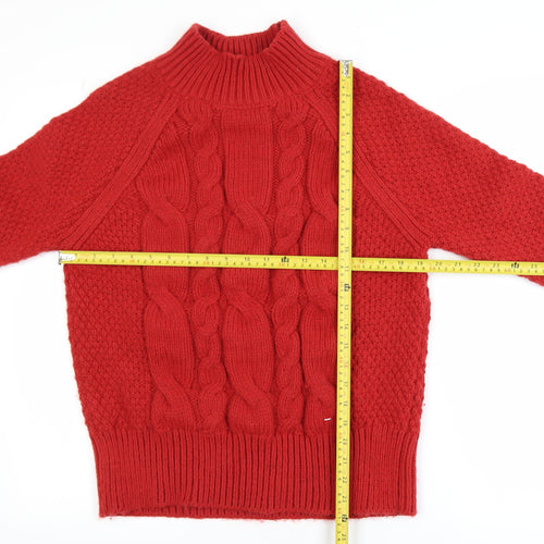 FatFace Women’s Red Chunky-Knit Mock Neck Jumper Size M