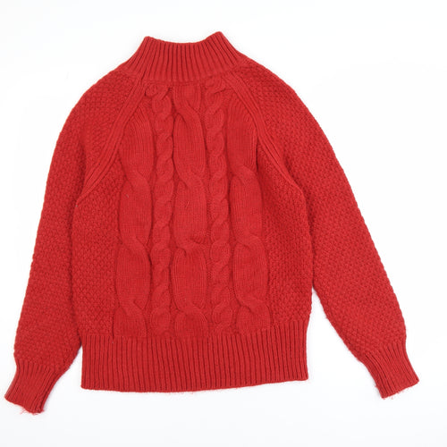 FatFace Women’s Red Chunky-Knit Mock Neck Jumper Size M