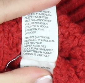 FatFace Women’s Red Chunky-Knit Mock Neck Jumper Size M