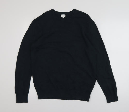 Linea Men's Black Cotton Crew Neck Jumper M Regular Fit