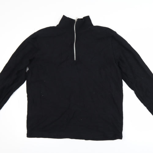 Topman Men's Black Small 1/2 Zip Pullover Sweatshirt