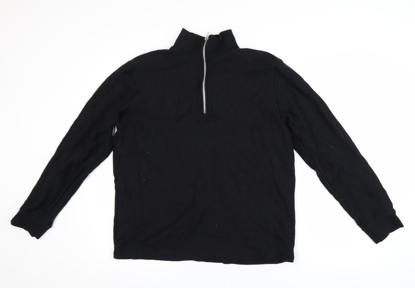 Topman Men's Black Small 1/2 Zip Pullover Sweatshirt