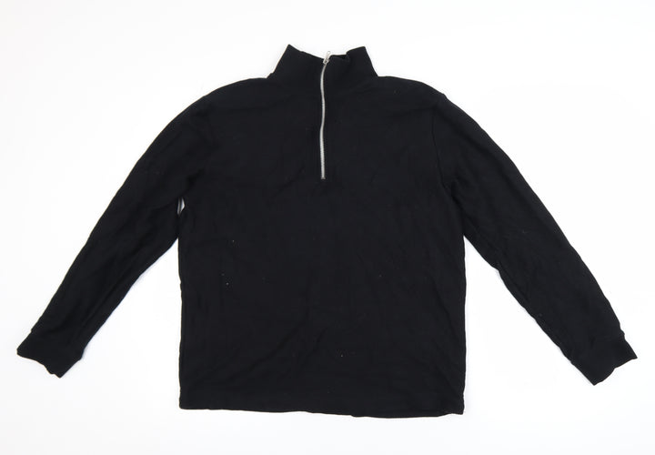 Topman Men's Black Small 1/2 Zip Pullover Sweatshirt