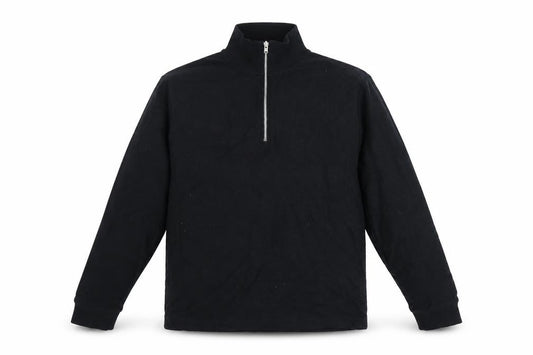 Front view of Topman Men's Black Small 1/2 Zip Pullover Sweatshirt
