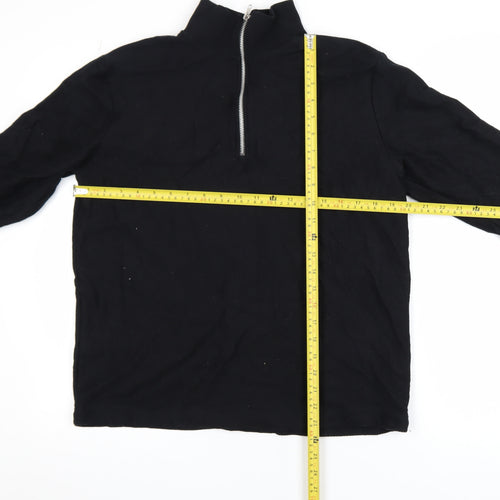 Topman Men's Black Small 1/2 Zip Pullover Sweatshirt