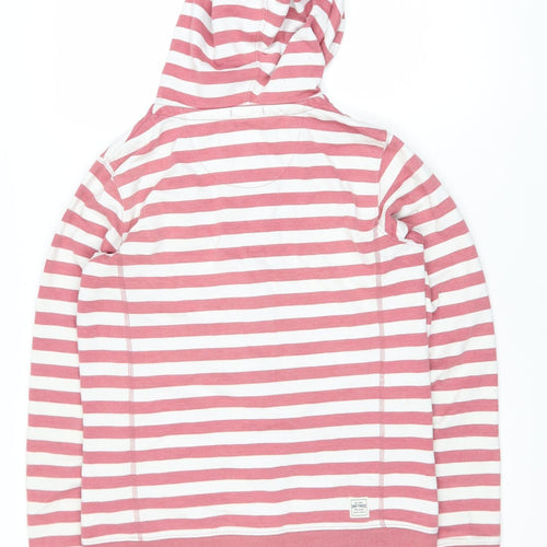 FatFace Women Pink Striped Cotton Hooded Zip Jacket Size 12