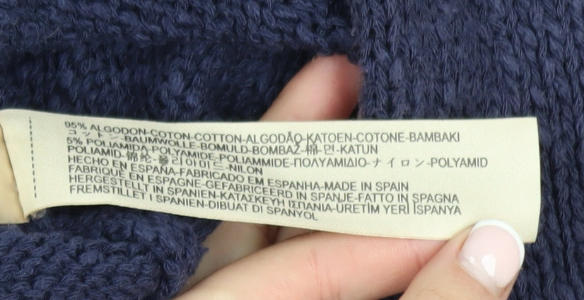 Massimo Dutti Women Blue Cotton Knit Crew Neck Pullover Jumper Size 8