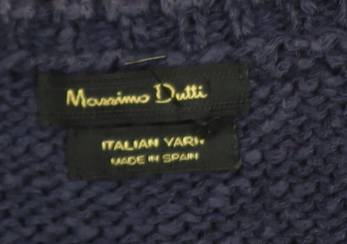 Massimo Dutti Women Blue Cotton Knit Crew Neck Pullover Jumper Size 8