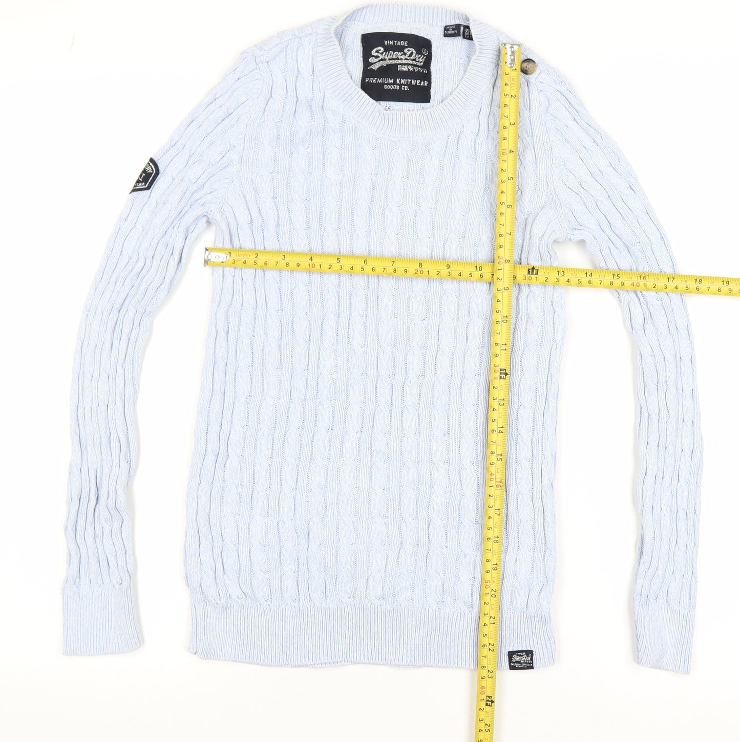 Superdry Womens Blue Cable Knit Cotton Jumper Size 10
