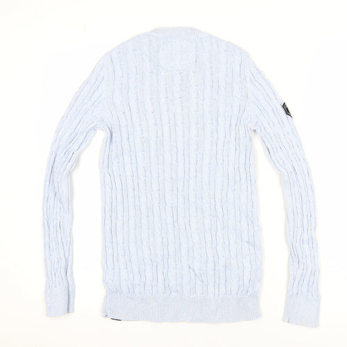 Superdry Womens Blue Cable Knit Cotton Jumper Size 10