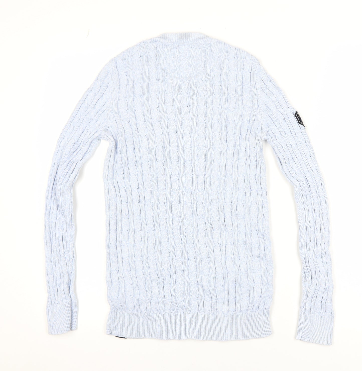Superdry Womens Blue Cable Knit Cotton Jumper Size 10