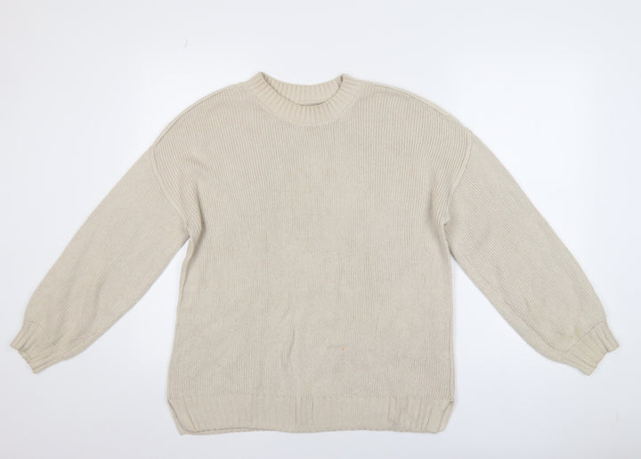 Hollister Womens Beige Crew Neck Knit Pullover Jumper XS