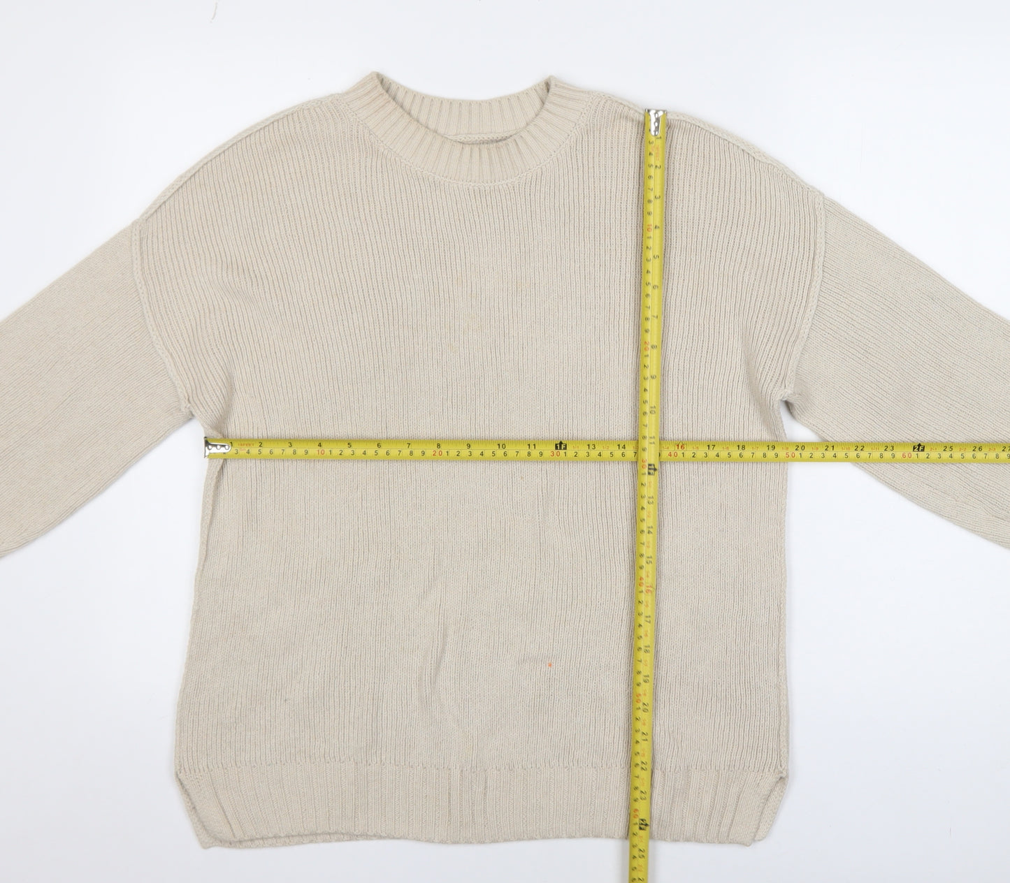 Hollister Womens Beige Crew Neck Knit Pullover Jumper XS