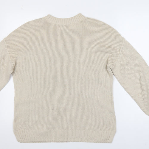 Hollister Womens Beige Crew Neck Knit Pullover Jumper XS