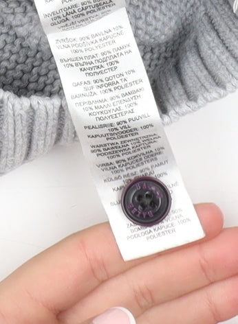 Ted Baker Baby Grey Hooded Button Jacket 0-3 Months Lined Cotton Knit
