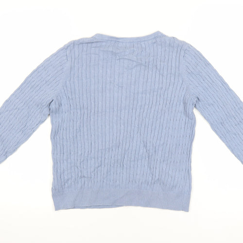 Jones New York Women Light Blue Cardigan L Cotton Cable Knit
