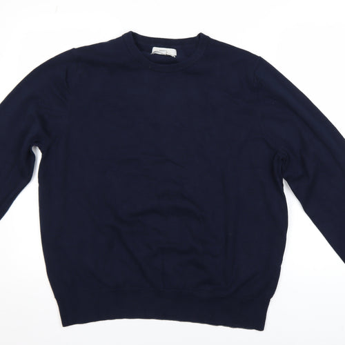 Marks and Spencer Men's Blue 2XL Pure Cotton Crew Neck Jumper