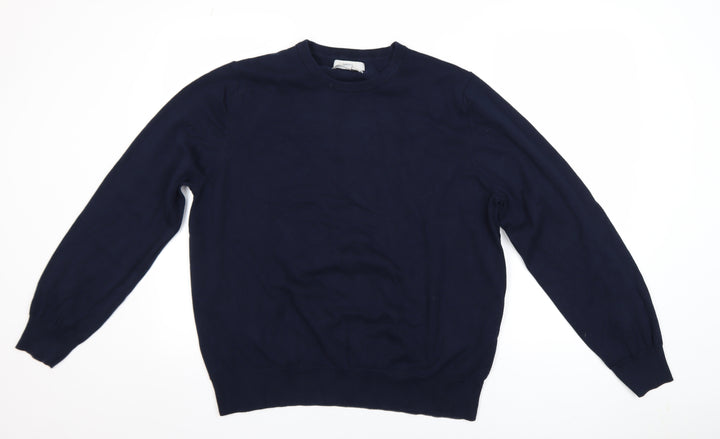 Marks and Spencer Men's Blue 2XL Pure Cotton Crew Neck Jumper