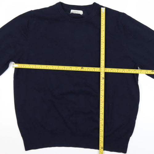 Marks and Spencer Men's Blue 2XL Pure Cotton Crew Neck Jumper