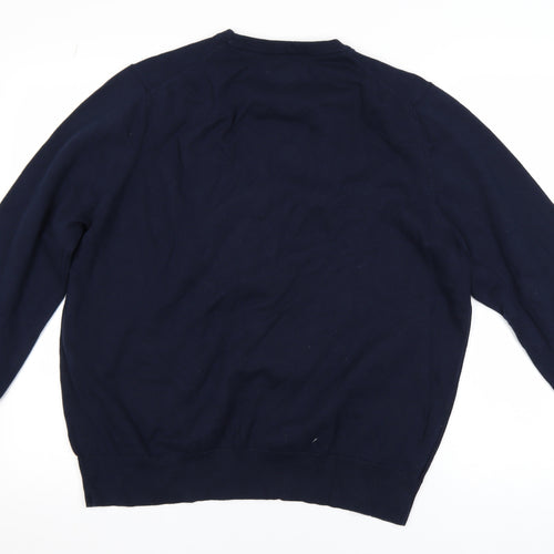 Marks and Spencer Men's Blue 2XL Pure Cotton Crew Neck Jumper