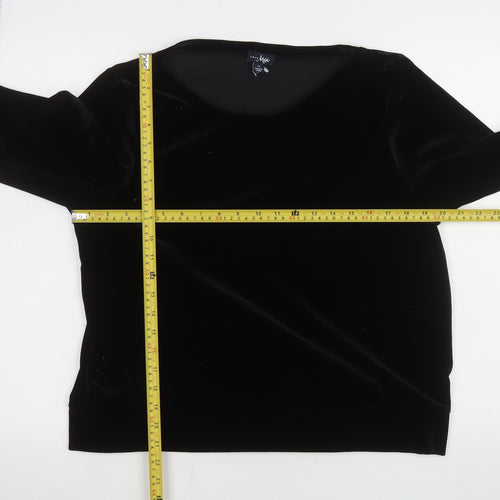 Pour Moi Women's Black Velvet Pyjama Set Size 12 Scoop Neck Long Sleeve
