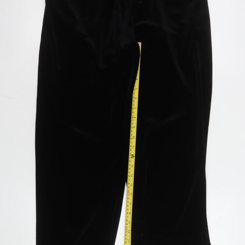 Pour Moi Women's Black Velvet Pyjama Set Size 12 Scoop Neck Long Sleeve