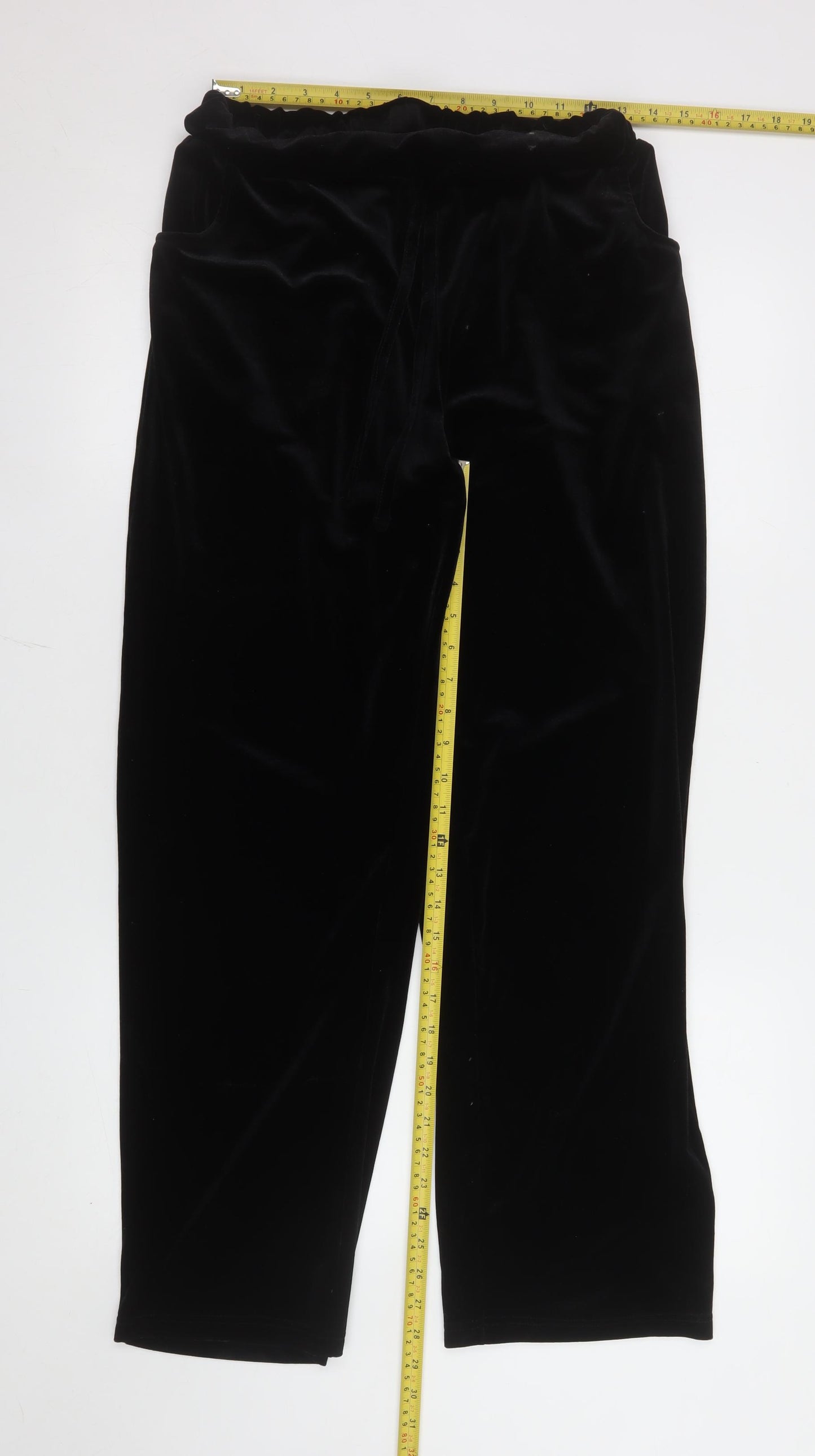 Pour Moi Women's Black Velvet Pyjama Set Size 12 Scoop Neck Long Sleeve
